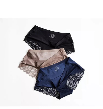 Seamless Lace Comfort: 3-Piece Hollow Out Panties Set for Women - Soft Low-Rise Briefs, Ideal for Sporty Comfort and Everyday Elegance