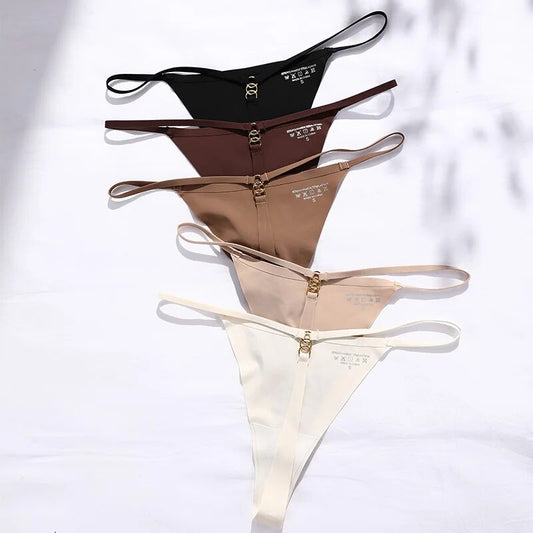 Feel Sensationally Confident: Embrace All-Day Comfort with our Seamless Ice Silk G-String Iron Ring Panties - Available in Plus Sizes S-XL!