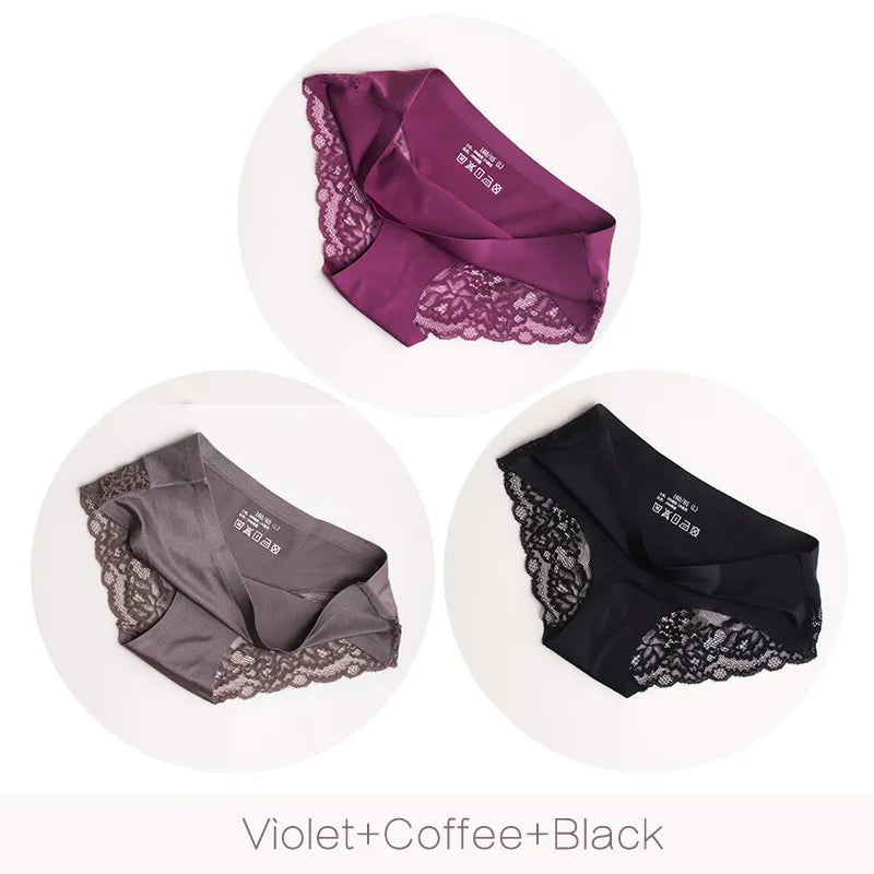 Seamless Lace Comfort: 3-Piece Hollow Out Panties Set for Women - Soft Low-Rise Briefs, Ideal for Sporty Comfort and Everyday Elegance