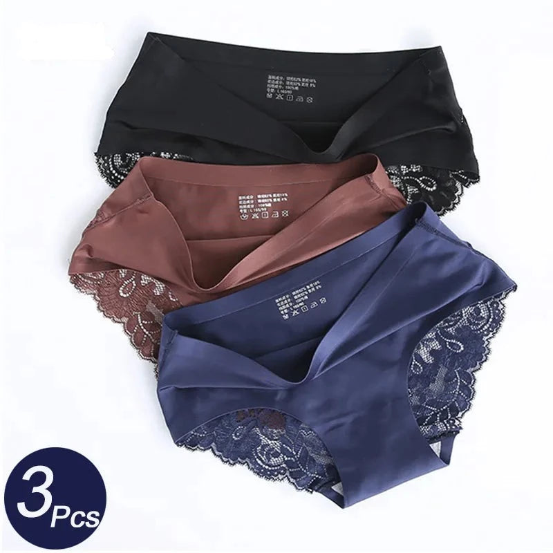 Seamless Lace Comfort: 3-Piece Hollow Out Panties Set for Women - Soft Low-Rise Briefs, Ideal for Sporty Comfort and Everyday Elegance