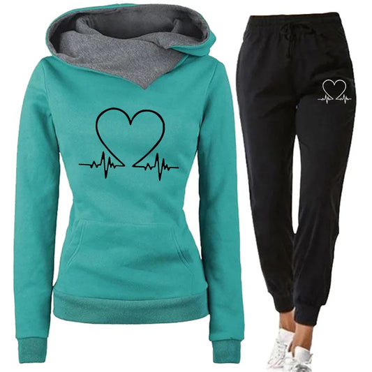 Cozy Elegance: Women's Two-Piece Winter Tracksuit Set with Warm Hoodies and Pants - Stylish Sporty Outfits